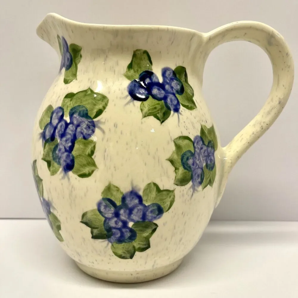 Vintage Maine Blueberry Pottery Pitcher, 7